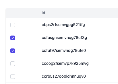 チェックボックスが表示されたUI